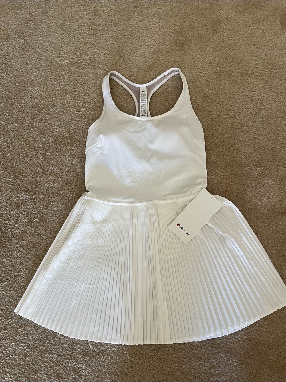 lululemon athletica White Racerback Pleated Tennis Dress